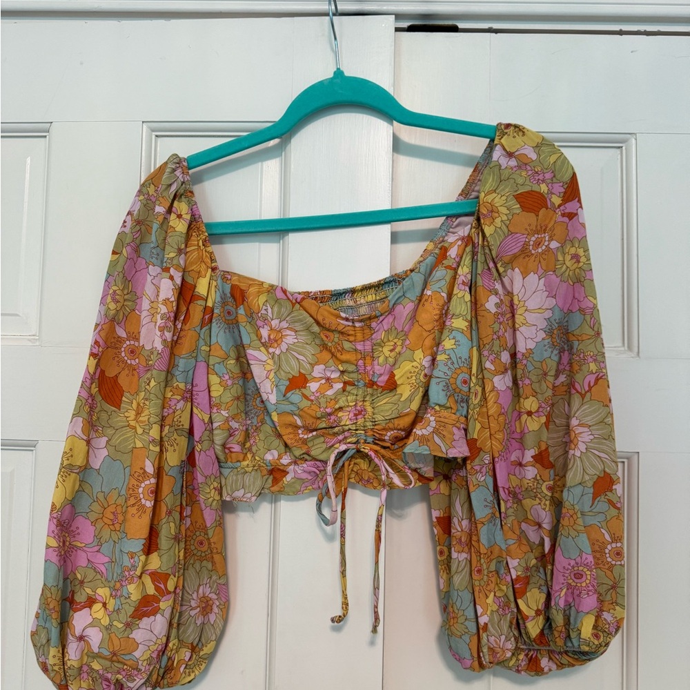 Show Me Your MuMu Jenna Floral Blouse in Orange and Pink